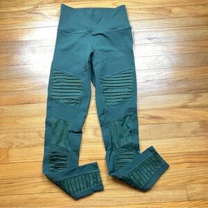 Alo Yoga High Rise Moto Leggings Size Medium? (see Photos) Full Length 28” Green